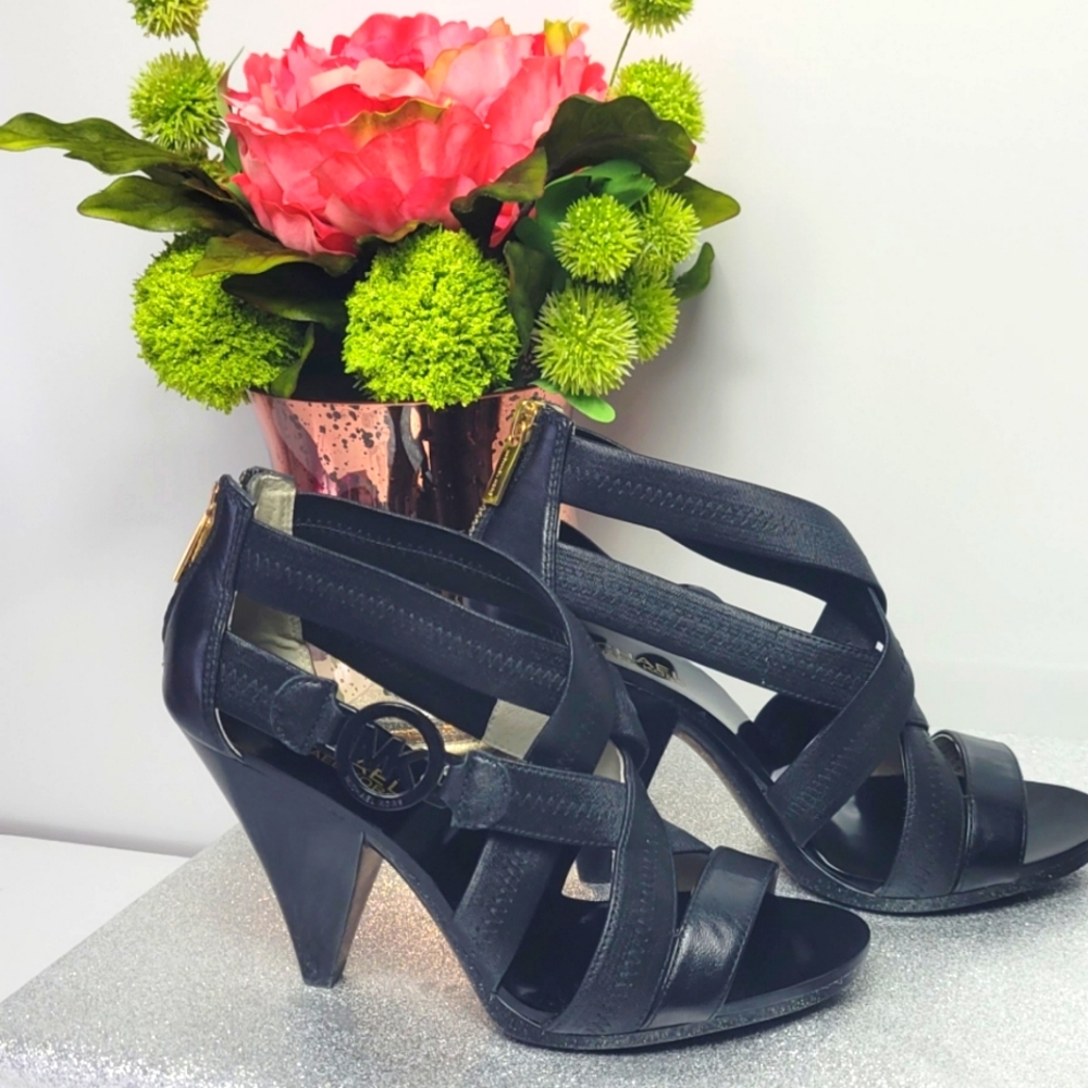 Michael Kors Black Leather Multi Strap Heels